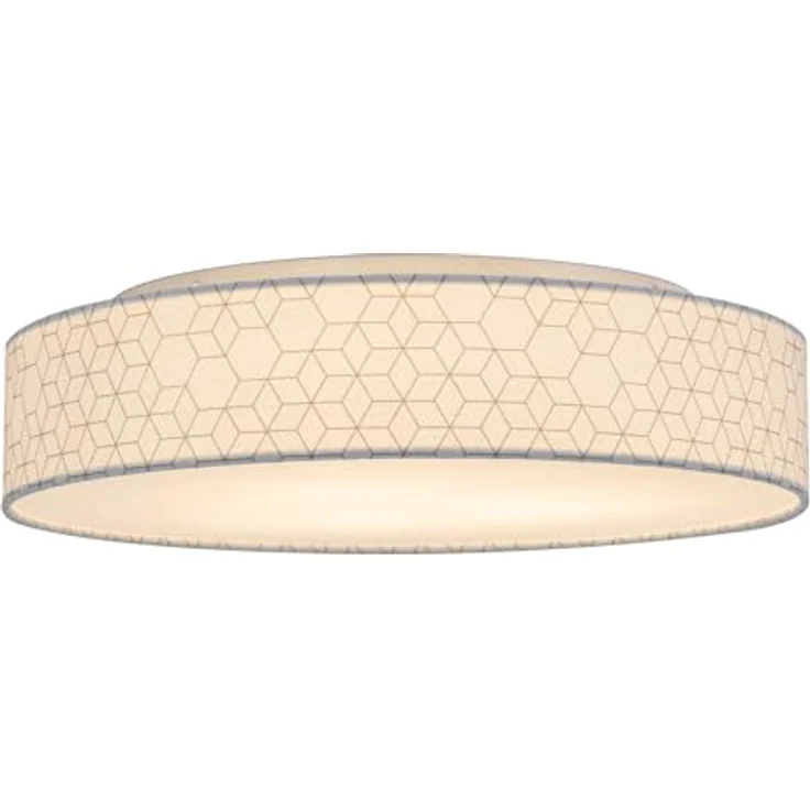 Zedelmaier Deckenlampe Stoff Rund 50cm E27x3 max. 40W Deckenleuchte Stoffschirm Wohnzimmer Schlafzimmer Küche Flur Kinderzimmer Lampe Decke Lampenschirm (Weiße Würfel,Ø50x13cm) – Bild 2
