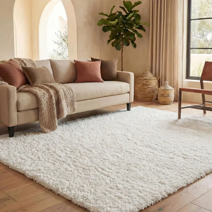 SAFAVIEH Zottelig Teppich für Wohnzimmer, Esszimmer, Schlafzimmer - August Shag Collection, Kurzer Flor, Weiss, 244 X 305 cm