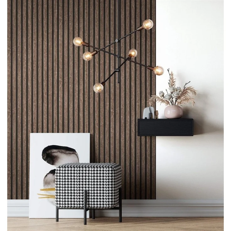 Newroom Vliestapete, Braun Tapete Skandi Holz - Holztapete Holzwand Modern Paneele Lamellen für Wohnzimmer Schlafzimmer Flur – Bild 5
