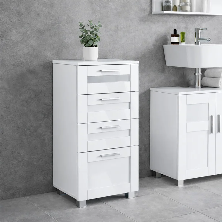 VCM Badmöbel Midischrank Nilari 921294 Weiß H. 76 x B. 38 x T. 28 cm – Bild 3