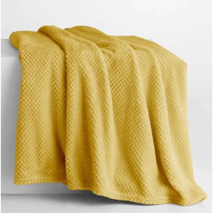 DecoKing Kuscheldecke 70x150 cm senfgelb Decke Microfaser Wohndecke Tagesdecke Fleece weich sanft kuschelig skandinavischer Stil gelb Henry – Bild 3