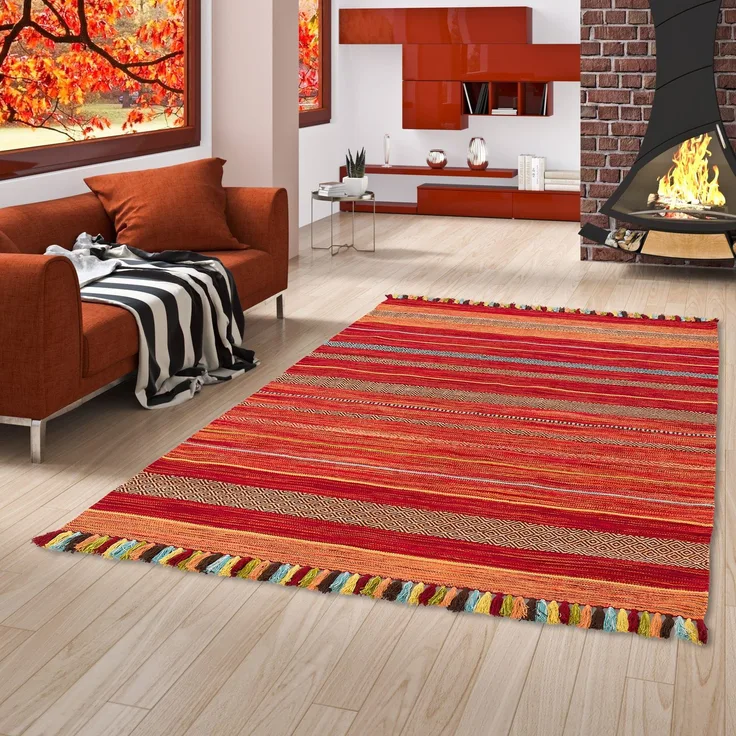 Pergamon Wollteppich Natur Teppich Kelim Kalleen, Rechteckig, Höhe: 8 mm