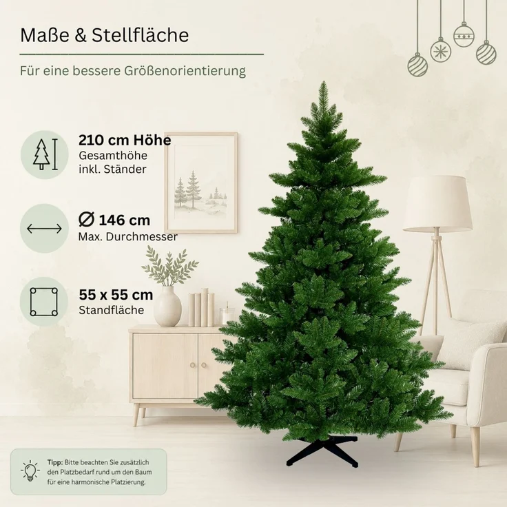 RS Trade 'HXT 19001' Künstlicher Weihnachtsbaum, grün, 210 x 146 x 146 cm – Bild 5