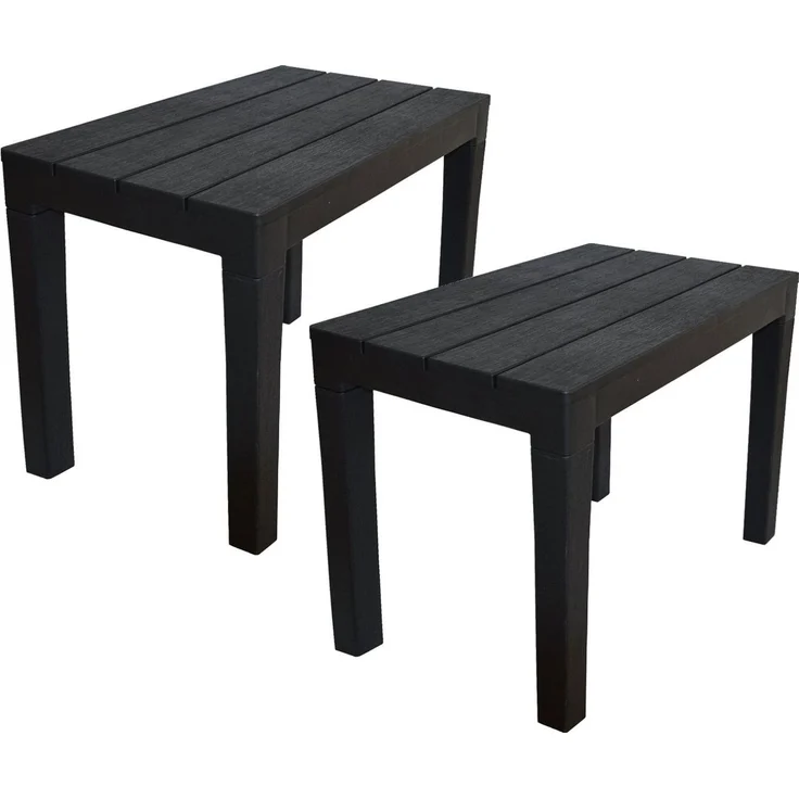 Progarden Gartentisch Bank Kunststoff 60x40 cm bis 90 Kg Anthrazit 2 er Set (2-St), UV-Beständig, Robust, Wetterfest, Made in Italy, Hochwertig – Bild 1