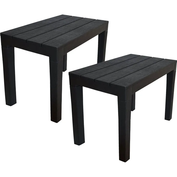 Progarden Gartentisch Bank Kunststoff 60x40 cm bis 90 Kg Anthrazit 2 er Set (2-St), UV-Beständig, Robust, Wetterfest, Made in Italy, Hochwertig