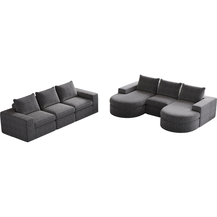 Modulares Sofa H 81.2 x T 322.5 x B 271.5 cm mit Chaiselongue, 2-teilig, Chenille in Grau, flexibel stellbar – Bild 6