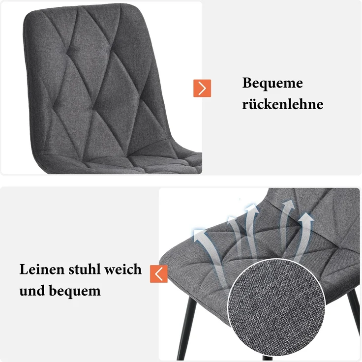 Esszimmerstuhl Set,Esstisch mit 4 Schwarz Samtstühlen, moderner Küchentisch Set, rechteckiger Tisch mit Marmoroptik – Bild 8