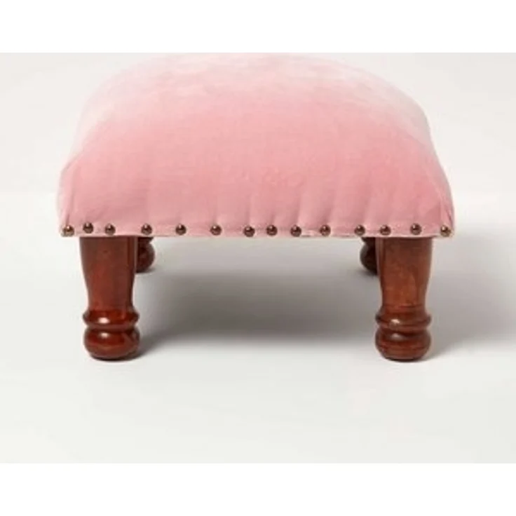 Homescapes Fußhocker Samthocker Mable – rosa mit Holzbeinen, 40 x 40 x 25 cm – Bild 6