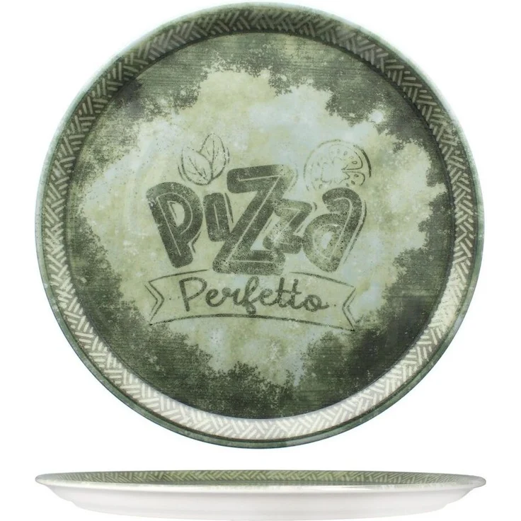 MamboCat Pizzateller 2x Perfetto Pizzateller Grün Ø 31,5 cm 2 Personen Porzellan Pizza – Bild 3