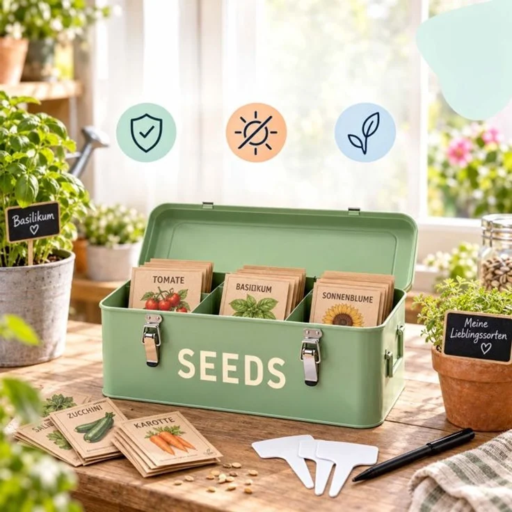 Relaxdays Saatgut Aufbewahrungsbox mit Zubehör – Bild 5