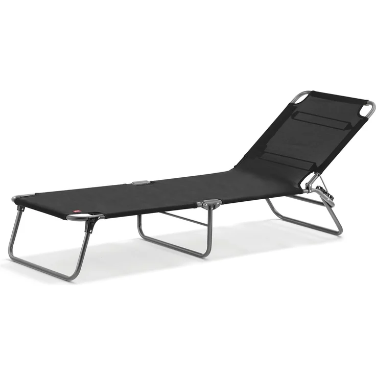 'Amigo' Dreibeinliege, verstellbare Rückenlehne, Aluminium/Kunststoffgewebe Schwarz, 29 x 190 x 58 cm – Bild 1