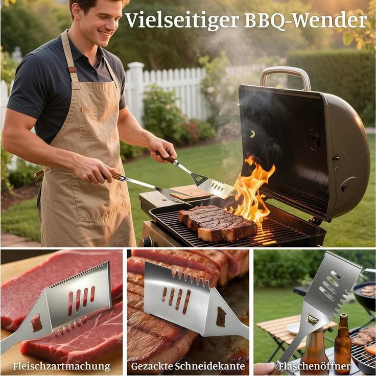 ibettertec Grillbesteck-Set 11-teiliges Grill Zubehör BBQ Grillbesteck Set aus Edelstahl, (hochwertiges Grillutensilien Set mit Grillkoffer, hitzebeständige, Grillwerkzeuge mit Grillspachtel für Garten und Camping), Geschenk zum Geburtstag für Männer u... – Bild 2