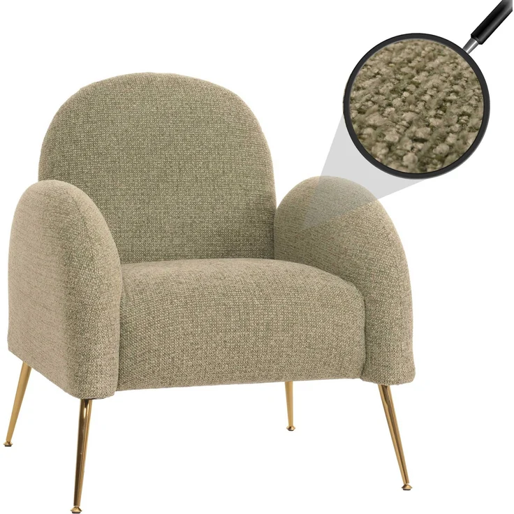 Lounge-Sessel HWC-N69, Cocktailsessel Sessel, Retro Nosagfederung Stoff/Textil Chenille ~ hellgrün – Bild 1