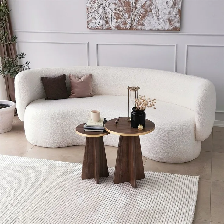 Skye Decor 'Mushroom 2 - Gold, Walnut' Couchtisch-Set, Gold / Walnuss, 40 x 50 x 40 cm