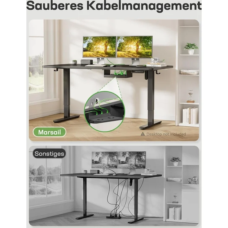 Marsail Höhenverstellbarer Schreibtischrahmen, Elektrische Tischbeine mit leistungsstarkem Motor, 176 lbs Maximalbelastung, für Verschiedene Desktops, Verstellbare Tischbeine, Nur Rahmen – Bild 5