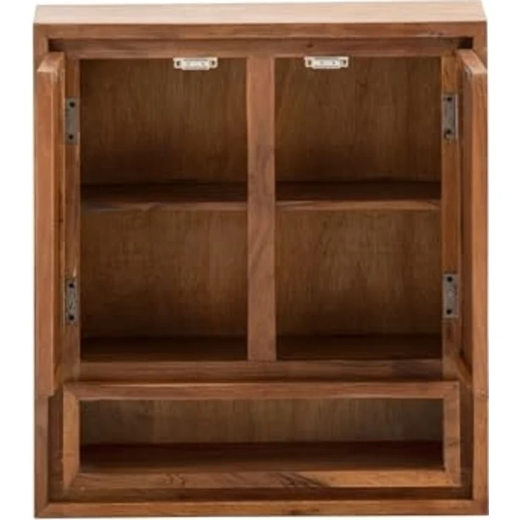 Spiegelschrank Bad massivum Maddox Akazienholz 50x55x20 cm Bad-Hängeschrank mit Spiegel Badezimmerschrank Landhausstil braun – Bild 4