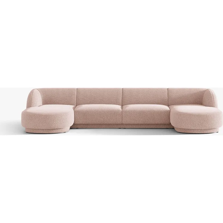 Micadoni Panorama-Sofa Miley 5-Sitzer Boucle Baloo Puderrosa
