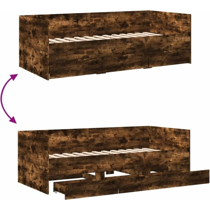 vidaXL Tagesbett mit Schubladen ohne Matratze Räuchereiche 90x190 cm 3280829 – Bild 7