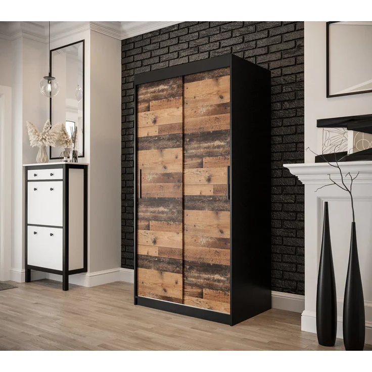 ABIKS MÖBEL Schwebetürenschrank OLD STYLE T Schlafzimmerschrank - Schiebetüren, Kleiderstange, Regalen