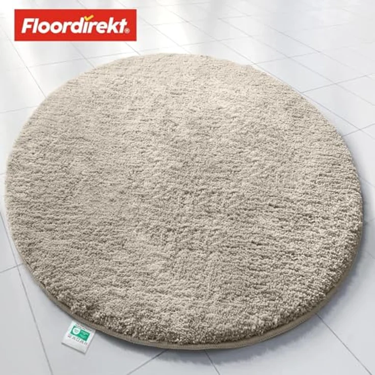 Floordirekt Badematte Sky, Rund, Rutschfest und Waschbar, Flauschige Mikrofaser in Ivory, 120 cm – Bild 2