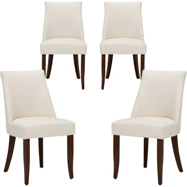 COLAMY Esszimmerstühle 4er Set, Küchenstuhl Polsterstuhl Stühle mit Rückenlehne, Moderne Stoff Dining Chairs mit Holzbeinen für Esszimmer, Küche, Restaurant mit Holzbeinen, Beige – Bild 1