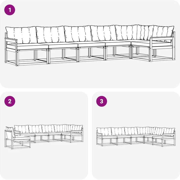 vidaXL Outdoor-Sofagarnitur 6 stk. 6-Sitzer Natur und Beige 3369500 – Bild 8