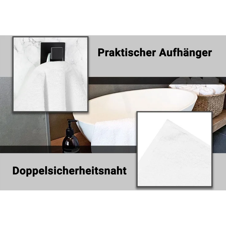 ZOLLNER 10er Set Gästetücher 100% Baumwolle, 30x50 cm, Weiß – Bild 3