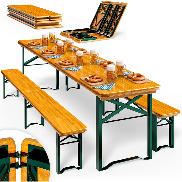CASARIA® Bierzeltgarnitur 2er Set 220cm Modell 2026 – Bild 2