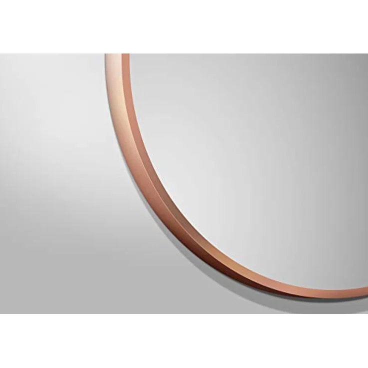 Talos Talos Spiegel rund Noble Ø 60 cm, Matt Kupfer Wandspiegel mit Aluminiumrahmen in Gold und Schwarz, modernes Design mit Lederoptik Aufhängegurt, ideal für Badezimmer und Wohnzimmer – Bild 3