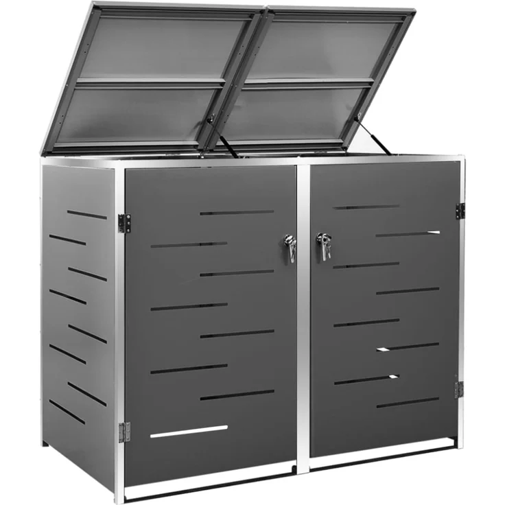 vidaXL Mülltonnenbox für 2 Tonnen 138x77,5x112,5 cm Edelstahl 149555 – Bild 2