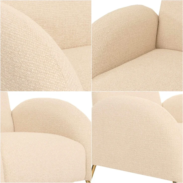 Lounge-Sessel HWC-N69, Cocktailsessel Sessel, Retro Nosagfederung Stoff/Textil Chenille ~ creme-weiß – Bild 5