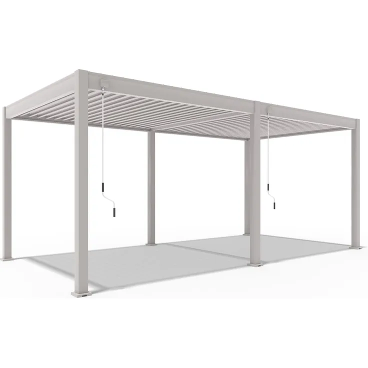 Weide Deluxe | Pergola Voll Aluminium freistehend | 3 x 6 M | Lamellendach Ivory Sand