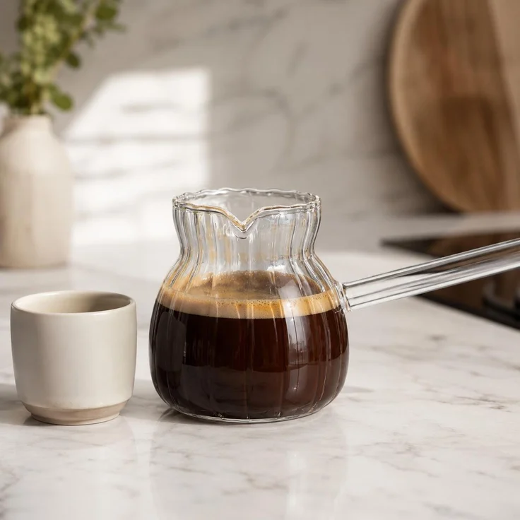 Luana El Chico Kaffeekanne aus Glas, 400 ml - Cezve für türkischen Kaffee – Bild 4