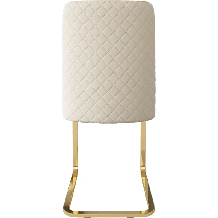 Esszimmerstuhl 2er-Set 88×52×45 cm – Samt in Beige mit diamantförmiger Rückenlehne und Metallbeinen – Bild 7