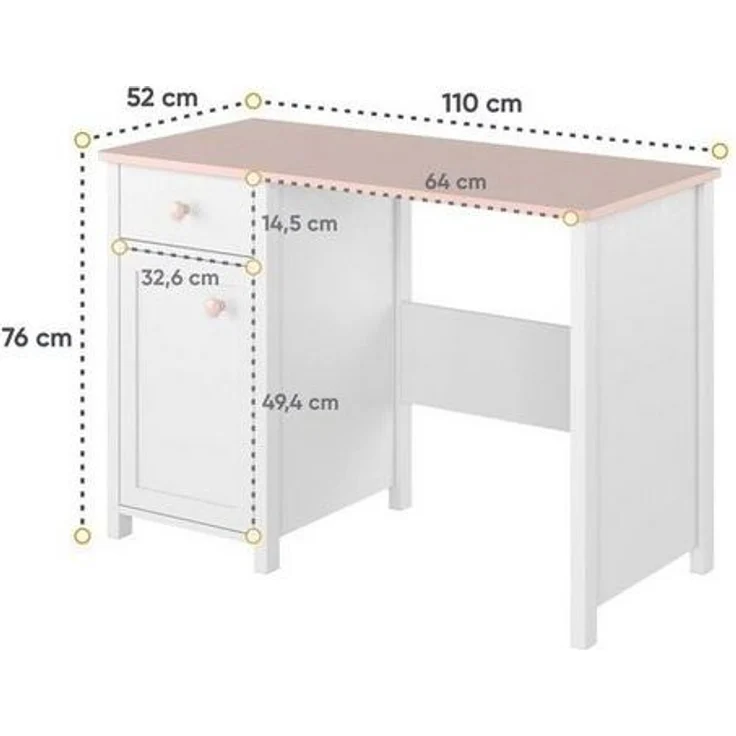 Compleo Kinderschreibtisch LARA mit Aufsatz, Schreibtisch für Mädchen, Weiß + Rosa – Bild 2