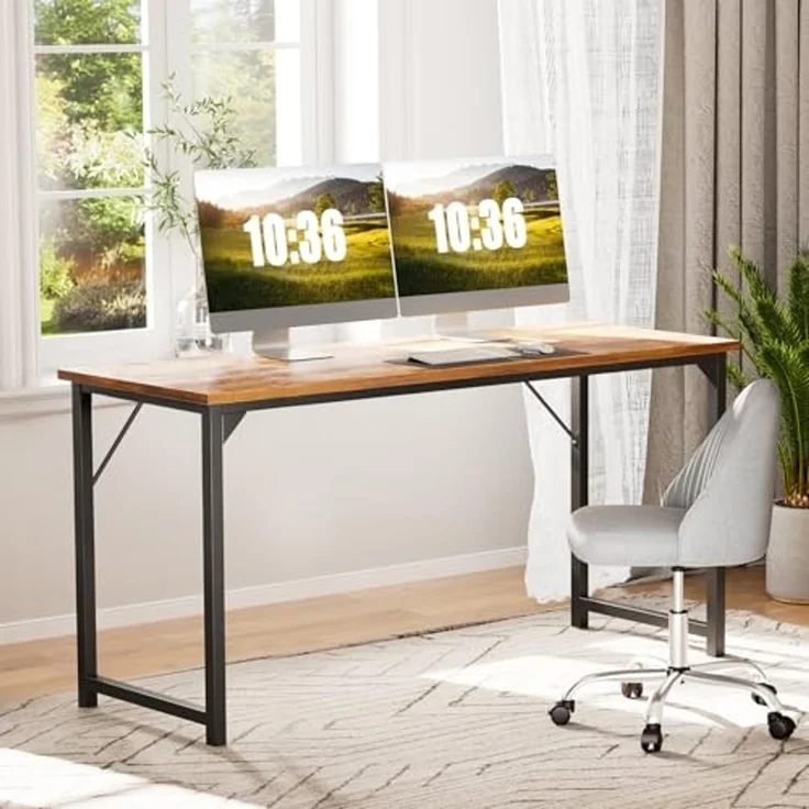 Sweetcrispy Computer Small Office Desk 40 Inch Student Kids Study Writing Work mit Kopfhörerhaken & Aufbewahrungstasche Modern Simple PC Home Bedroom Table, Rost, 101cm – Bild 6