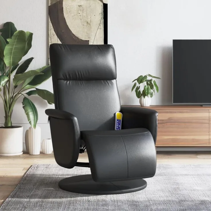 vidaXL Massagesessel mit Fußteil Schwarz Kunstleder 356557