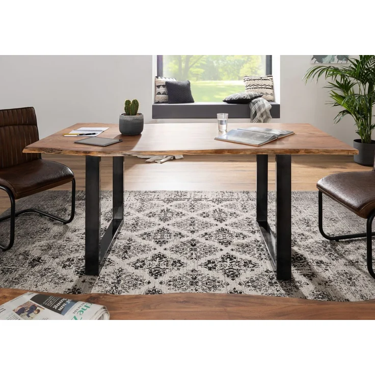 Baumtisch Akazie 220x100x76 natur Beine anthrazit glänzend FREEFORM 3 – Bild 3