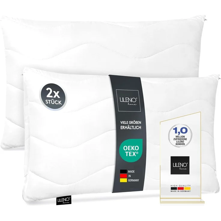 LILENO HOME Kopfkissen 40x60 (2er Set) – 95 °C waschbar, Oeko-Tex & Made in DE – Allergiker Kissen 40x60 für himmlischen Schlaf – Haut schmeichelndes & geruchsfreies Pillow – Bild 1