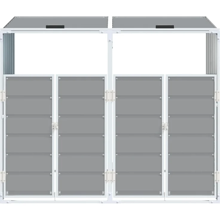 vidaXL Mülltonnenbox für 2 Tonnen Grau 144x81x113 cm Stahl 4006176 – Bild 4