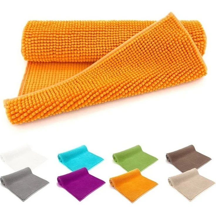 heimtexland Badematte Badvorleger Chenille Badteppich Duschvorleger, rutschhemmend beschichtet, Fußbodenheizung geeignet, fußbodenheizungsgeeignet, saugstark, schnell trocknend, strapazierfähig, rutschfest, Polyester, rechteckig, Set 45x50 / 50x80 cm, ... – Bild 4