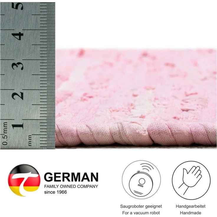 THEKO Teppich Happy Cotton Fleckerl, handgewebt, rechteckig, Höhe: 5 mm, Flachgewebe, reine Baumwolle, meliert, mit Fransen, auch als Läufer – Bild 2