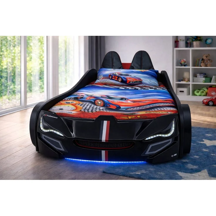 Aileenstore Autobett TURBO GTE (inkl. Zubehör), Kinderbett 90x200, Lattenrost,LED,Unterbodenlicht,Sound,Fernbedienung – Bild 4