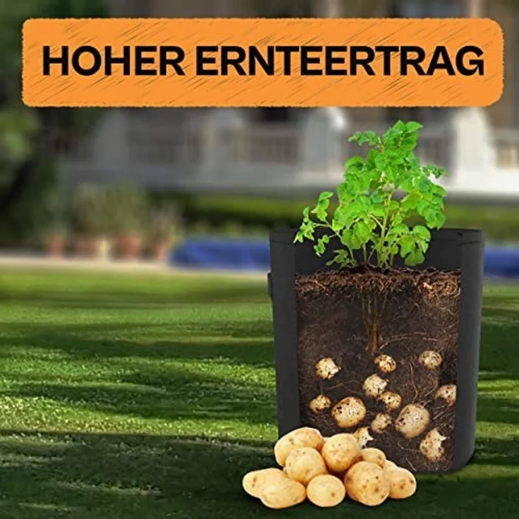 Praknu Pflanzkübel Kartoffelsack Pflanzsack 3er Set - 40L Groß - Mit Sichtfenster und (3er Set, 3 St) – Bild 5