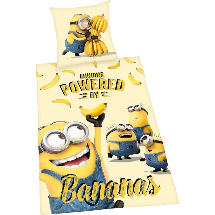 Herding Minions Kinder Renforcé Wende Bettwäsche 135x200 cm + 80x80 cm