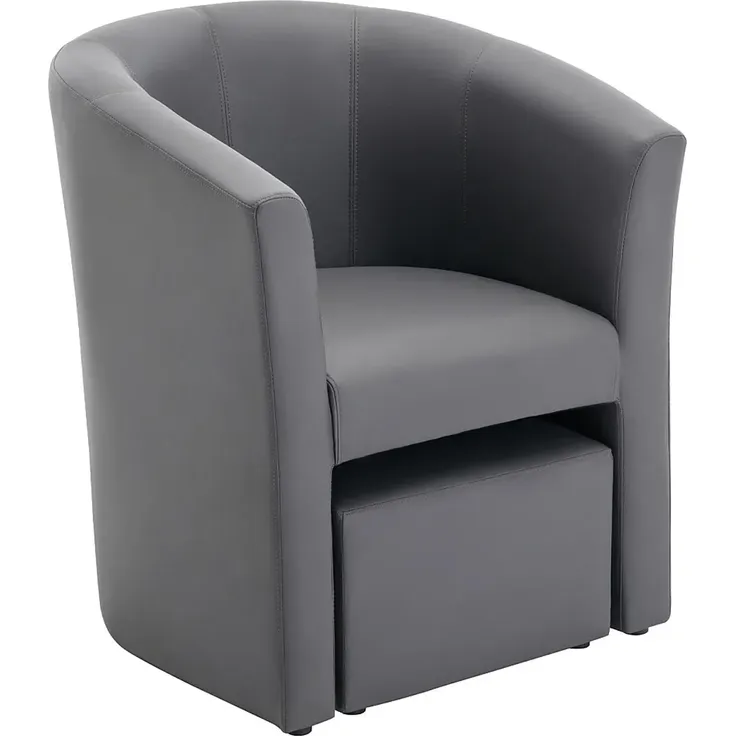 Vente-unique - JOVANA - Sessel mit gerader Rückenlehne - Plastik - Kunststoff (PVC) - Grau - 65 x 64 x 74 cm