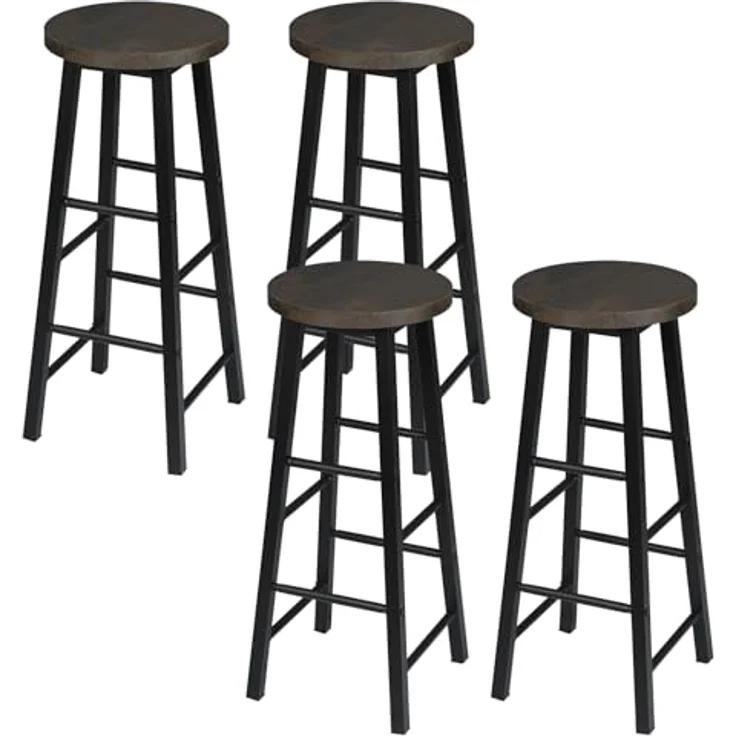 WOLTU Barhocker 4er Set mit Fußstütze, 71 cm Hohe Barstuhl aus Stabilem Metallgestell, Einfache Montage - für Küche, Bartheke und Esszimmer - Schwarz+Rostfarbe – Bild 2