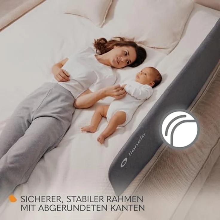 Lionelo Lora Tragbares Bettschutzgitter für Kinder, Neigungsverstellung bis 180°, klappbares Schutzgitter für Bett, 45 cm - 105 cm, StandSafe-Sicherung, Schutz gegen Herausfallen – Bild 4