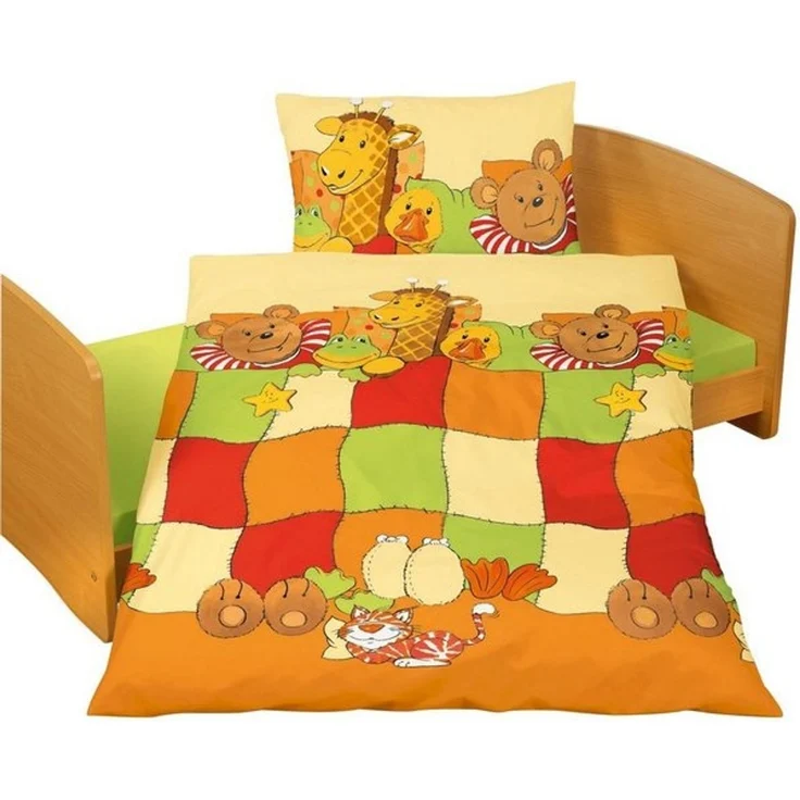 BIERBAUM Babybettwäsche Giraffe Maus Frosch Ente Tiger 40 x 60 100 x 135 cm – Bild 2