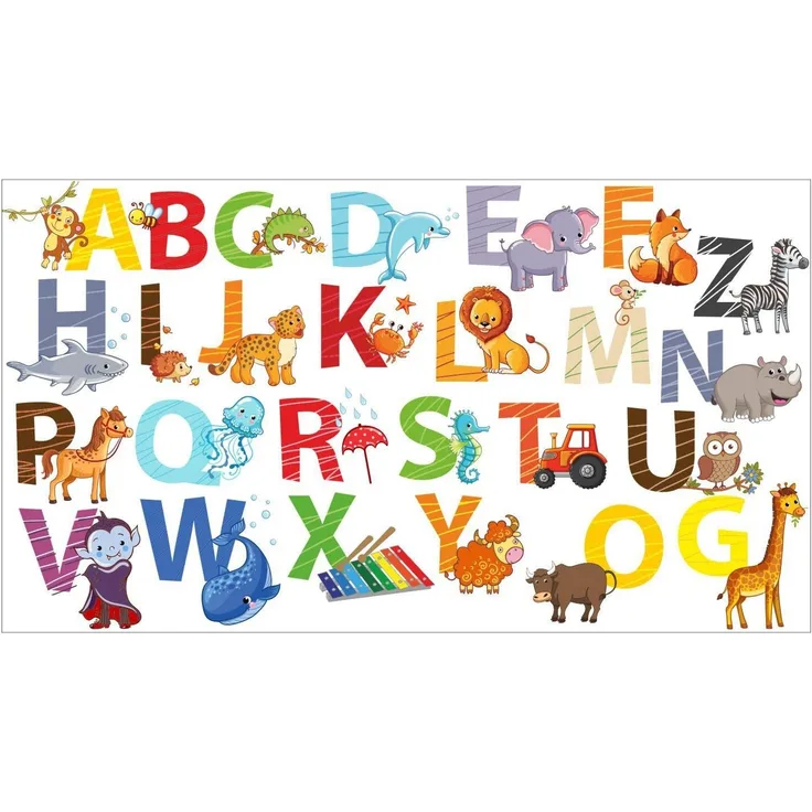 nikima Wandtattoo 084 Wandtattoo Alphabet Tiere ABC (PVC-Folie)